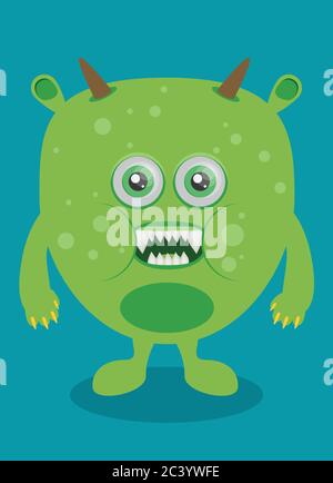 Dessin animé monstre de style plat. Joyeux halloween. Illustration de Vecteur