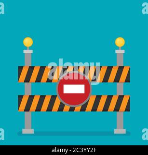 Icône de signalisation routière d'interdiction de style plat isolée sur fond de couleur Illustration de Vecteur