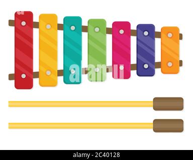 Jouet xylophone coloré vectoriel plat Illustration de Vecteur