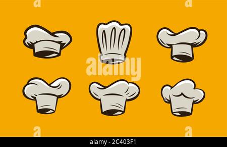 Chapeau de cuisinier, logo ou étiquette de cuisine. Design du menu pour le café et le restaurant Illustration de Vecteur