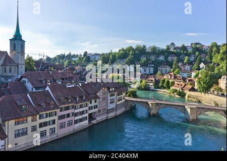 Vue sur la vieille ville depuis le pont de Berne, Suisse, Europe Banque D'Images