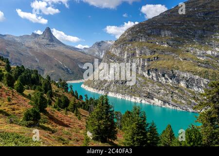 DAS Zervreilahorn über dem Zervreilasee, Valser Tal, Graubünden Banque D'Images