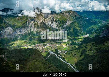 Vue aérienne de Kandersteg Banque D'Images