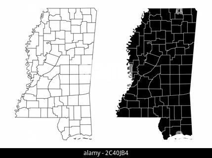 Cartes du comté du Mississippi Illustration de Vecteur
