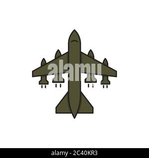 Symbole de vecteur d'avion militaire symbole de force aérienne isolée sur fond blanc Illustration de Vecteur