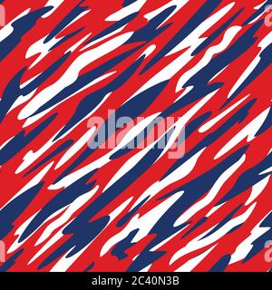 Rouge, blanc et bleu Patriotic Résumé Diagonal Camo style sans couture répétition schéma vectoriel Illustration Illustration de Vecteur