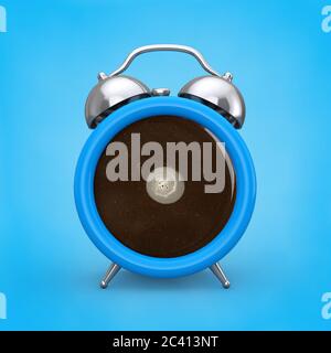Concept pause café. Tasse à café comme réveil sur fond bleu. Rendu 3d Banque D'Images