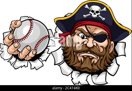 Craton de mascotte de baseball pirate Illustration de Vecteur