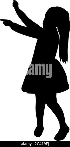 silhouette noire petite fille se réjouit Illustration de Vecteur