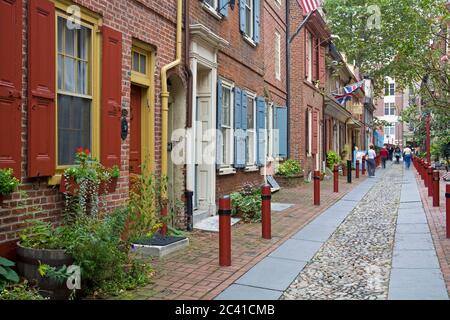 Alley, quartier historique d'Elfreth, Old City District, Philadelphie, Pennsylvanie, États-Unis Banque D'Images