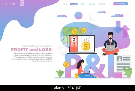 Modèle d'en-tête de vecteur Web de profit et de perte Illustration de Vecteur