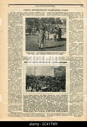 L'intérieur du magazine russe "Krasnaya Panorama", 23 novembre 1928. Banque D'Images