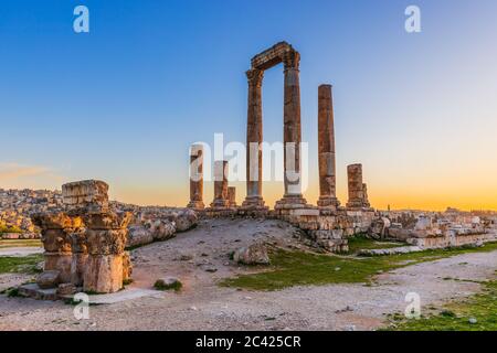 Amman, Jordanie. Le Temple d'Hercules, Citadelle d'Amman. Banque D'Images