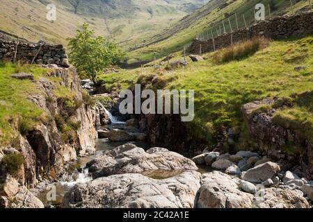 Céréales Gill de Stockley Bridge in Borrowdale dans le Lake District. Banque D'Images