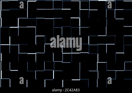 motif géométrique de labyrinthe d'arrière-plan noir abstrait Banque D'Images
