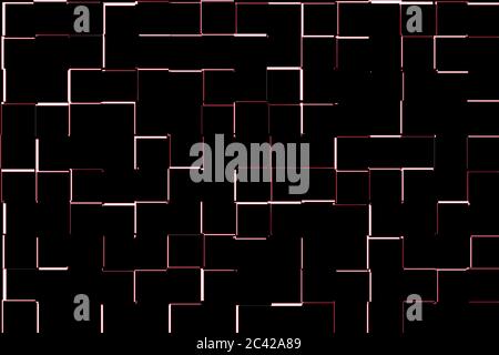 labyrinthe géométrique abstrait noir et rouge Banque D'Images