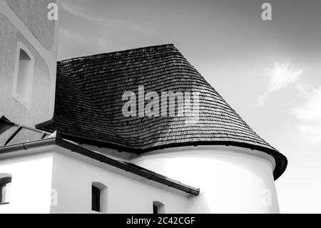 Église en noir et blanc. Banque D'Images