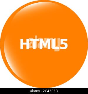 Icône de signe de html 5. Symbole de langage de programmation. Boutons de cercles Banque D'Images