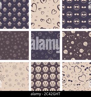 9 motifs sans couture. Design décontracté Illustration de Vecteur