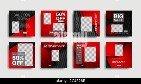 Bannières promotionnelles carrées modernes pour les publications sur les réseaux sociaux. Illustration de la conception vectorielle Illustration de Vecteur