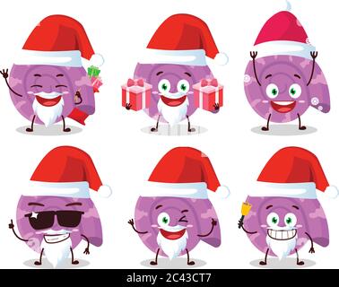 Émoticônes du Père Noël avec personnage de dessin animé violet à la palourdes Illustration de Vecteur