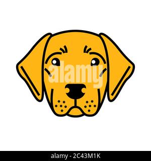 Labrador retriever caractère mignon. Icône de ligne. Illustration graphique en vecteur pour t-shirt, tatouage, carte de vœux, autocollant, épingle. Illustration de Vecteur
