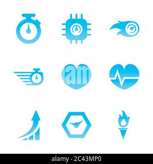 Jeu d'icônes de style dégradé de course à pied, entraînement d'athlète Marathon et illustration du vecteur de thème de fitness Illustration de Vecteur