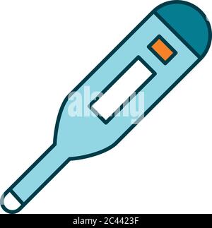 icône de thermomètre numérique sur fond blanc, style de ligne et de remplissage, illustration vectorielle Illustration de Vecteur