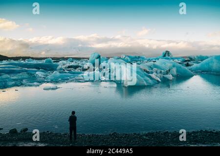 L'Islande, le sud de l'Islande, le lac glaciaire Jökulsárlón Banque D'Images