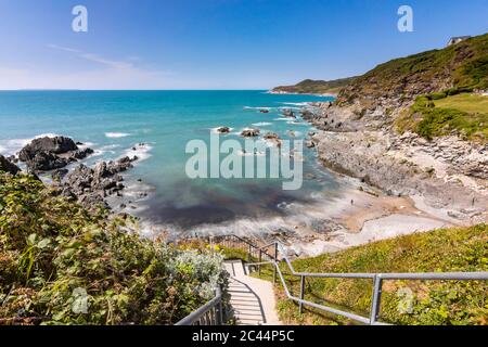 Combesgate Beach lors d'une belle journée d'été - Woolacombe, Devon, Angleterre Banque D'Images