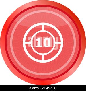 L'icône web cible en verre, bouton isolé sur fond blanc Banque D'Images