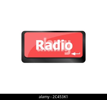 Bouton radio sur les touches du clavier d'un ordinateur Banque D'Images