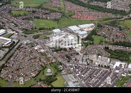 Vue aérienne de Beresford Trading Estate (en premier plan) et Newfields Industrial Estate, Tunstall, Stoke-on-Trent, Staffordshire Banque D'Images