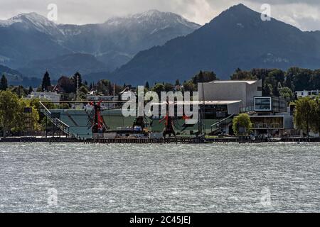 Scène flottante sur le lac de Constance, Bregenz, Autriche Banque D'Images