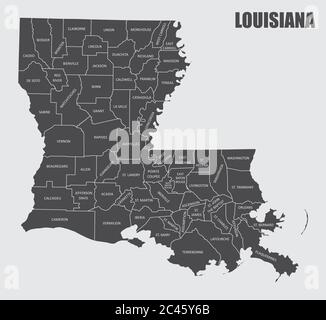 Carte du comté de Louisiane Illustration de Vecteur