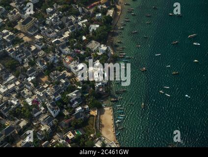 Vue aérienne de l'île, comté de Lamu, Shela, Kenya Banque D'Images