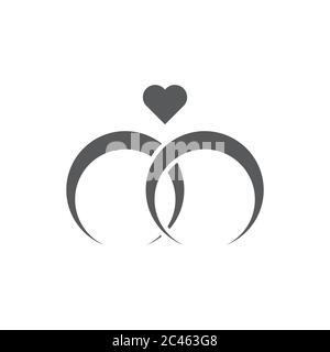 Symbole d'icône vecteur de la paire d'anneaux de mariage isolé sur fond blanc Illustration de Vecteur