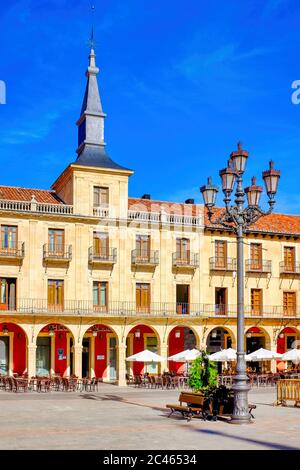 Plaza Mayor, Leon, Espagne Banque D'Images