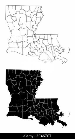 Cartes du comté de Louisiane Illustration de Vecteur