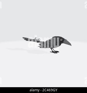 Illustration graphique du rendu 3D noir corbeau isolé sur le arrière-plan blanc Banque D'Images