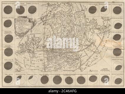 La géographie de la grande éclipse solaire du 14 juillet 1748. SMITH G 1748 carte Banque D'Images
