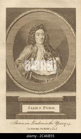 James/Giacomo et Matteo Poro à Londres en 1714. 1777 vieux imprimé pour jumeaux Banque D'Images