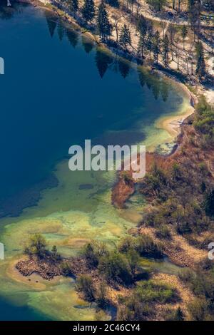 Le lac de Bohinj est le long de la côte du mont Pršivec Banque D'Images