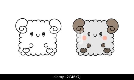 Ensemble de brebis mignon. Illustration vectorielle isolée sur un fond blanc pour colorier des livres, scrapbooking et autocollants Illustration de Vecteur