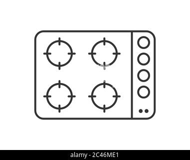 Icône vecteur simple d'un poêle à gaz ou électrique ou d'une surface de cuisson. Illustration de contour isolée sur un fond blanc pour les sites Web et les applications, autocollants Illustration de Vecteur