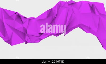Forme géométrique onde violette triangulaire wake abstrait vecteur moderne fond blanc, rendu 3d, polygonal, rendu fond d'écran Banque D'Images