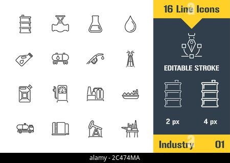 Industrie pétrolière, raffinerie, exploitation minière. Icône de ligne mince - Contour de l'illustration vectorielle plate. Pictogramme de contour modifiable. Concept graphique de qualité supérieure pour le Web Illustration de Vecteur