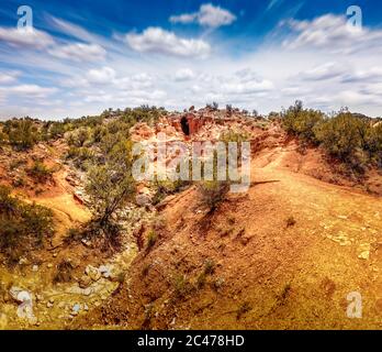 Panoramo de la caverne dans le parc national de Palo Duro Canyon, Texas Banque D'Images