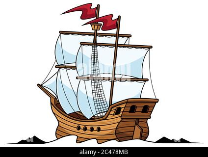 Logo de la mascotte galléon Illustration de Vecteur