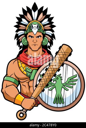 Mascotte Aztec Warrior Illustration de Vecteur